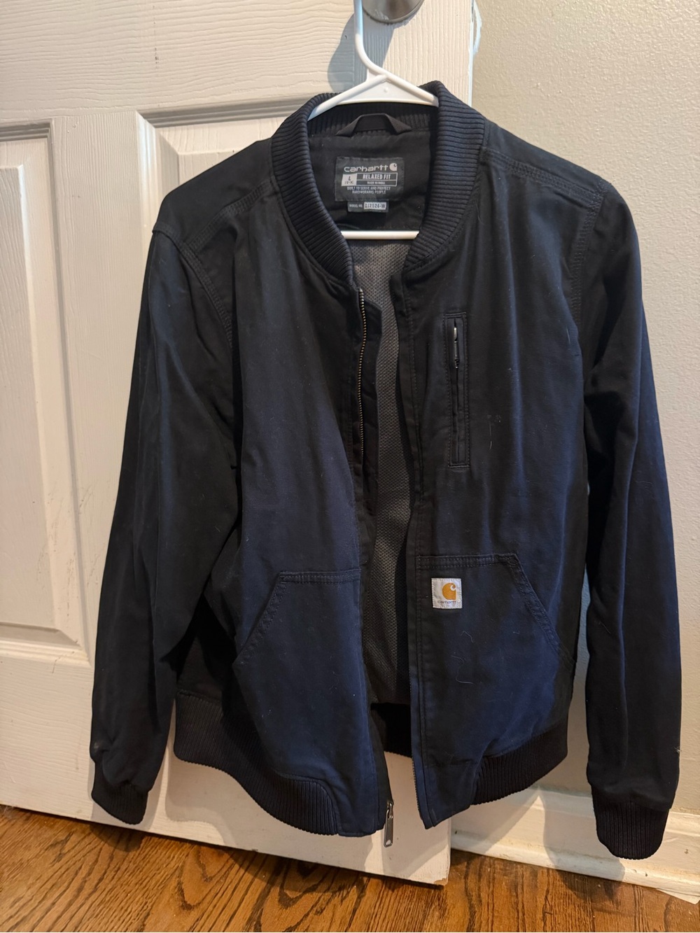 Carhartt Black Bomber Jacket with Logo Patch